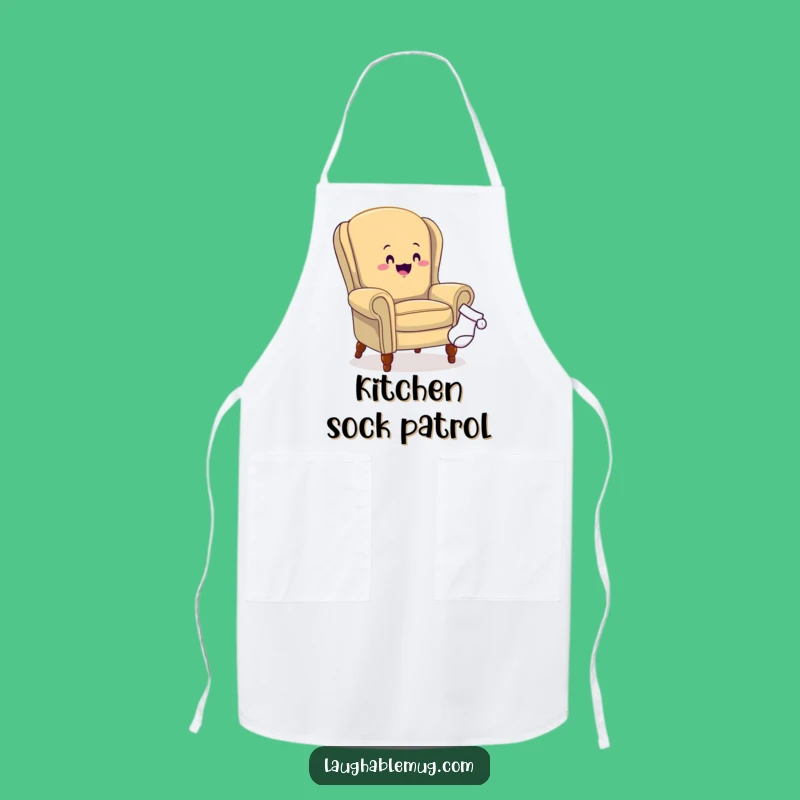 Funny Armchair Sock Chase Apron - Humorous Furniture Kitchen Style, Great Funny Gift