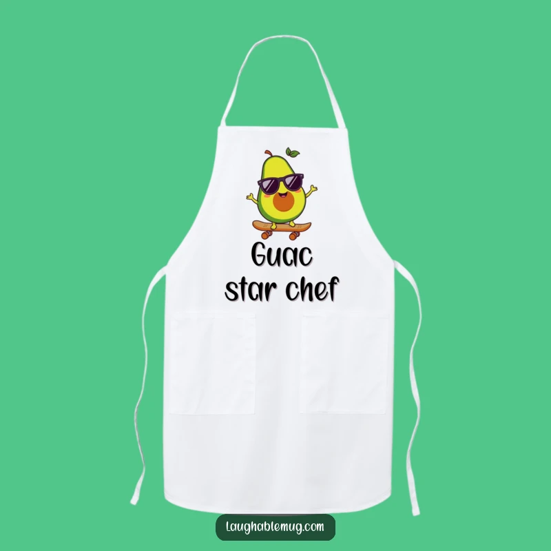 Funny Avocado Skater Apron: Cool Chef Character, Fun Kitchen Gift