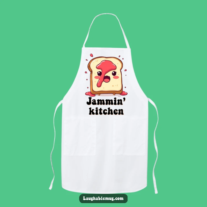 Funny Breakfast Apron: Toast Character's Jam Splatter, Humorous Kitchen Wear Gift