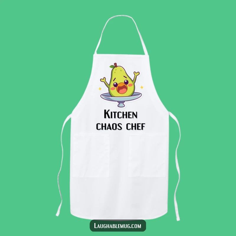 Funny Chef Apron: Surprised Avocado Character's Plight, Humorous Kitchen Wear Gift