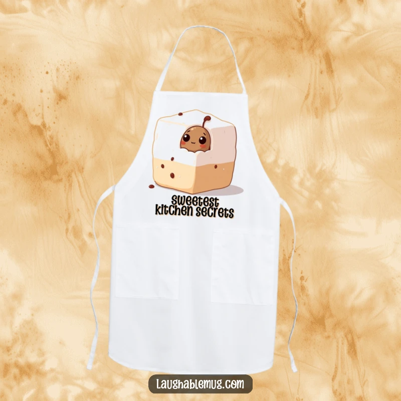 Funny Apron: A coffee bean curiously emerges from a sugar cube, bringing a humorous and sweet touch to kitchen activities.