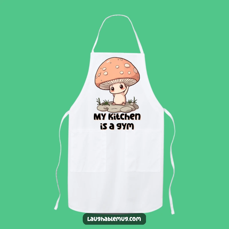 Funny Determined Mushroom Apron: Cook with Courage and Humor