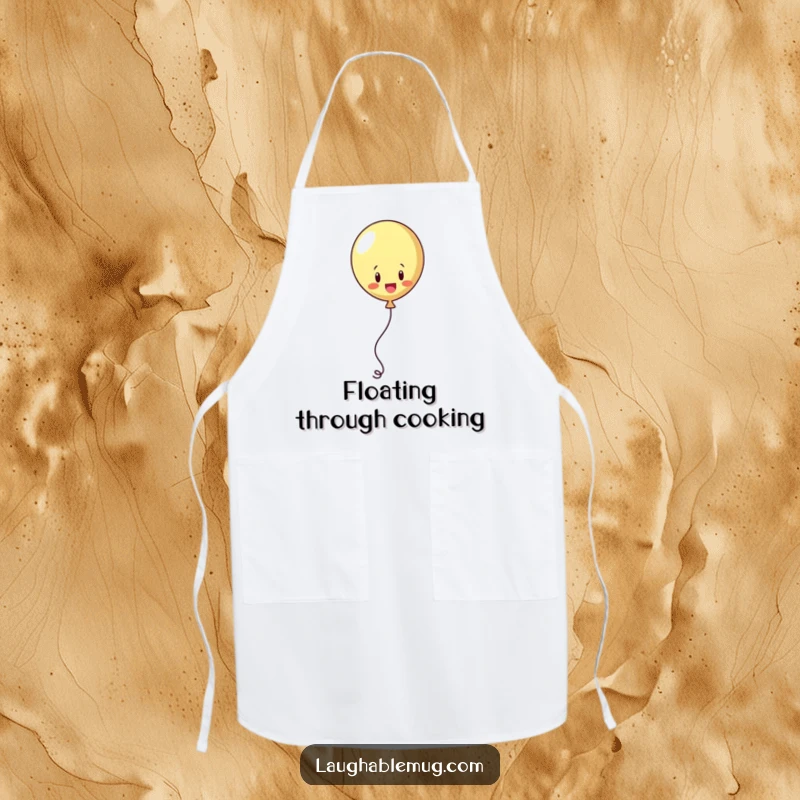 Funny apron showing a playful balloon juggling its string, perfect for humorous kitchen creativity.
