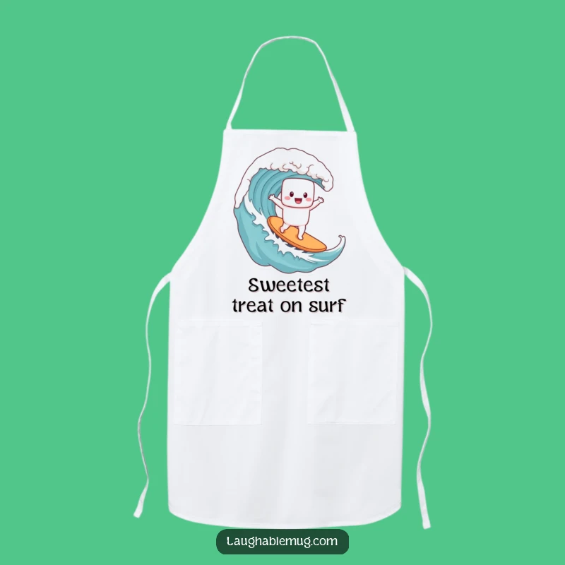 Funny Marshmallow Surfer Apron - Hilarious Coffee Wave Kitchen Style, Great Funny Gift