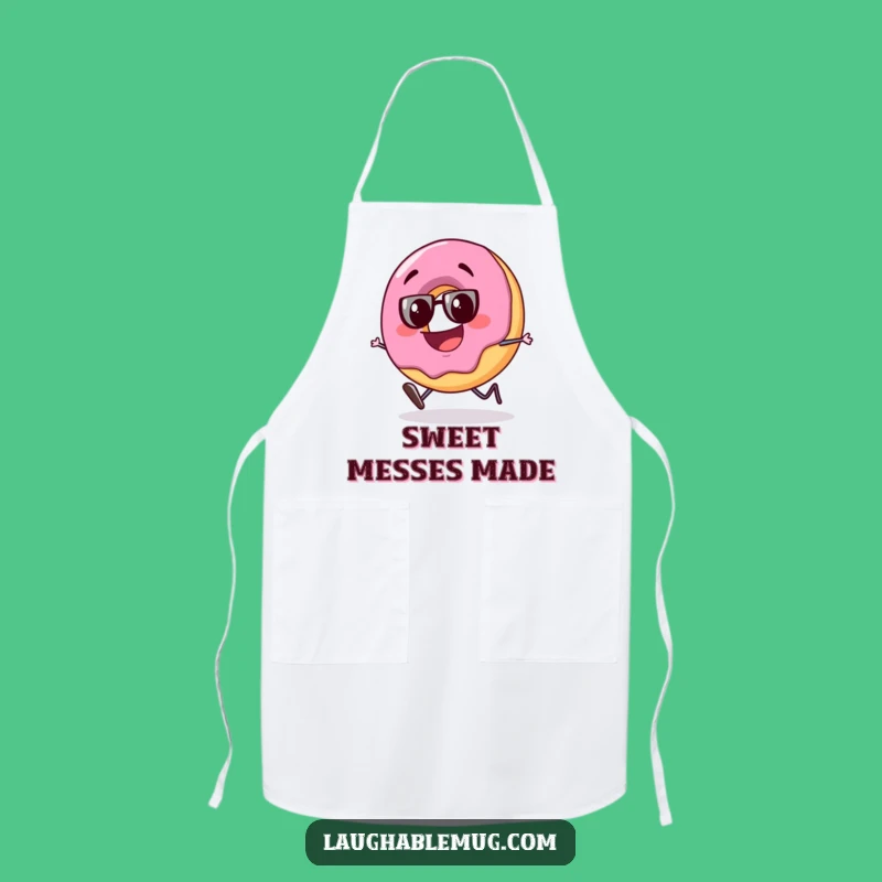 Funny Tipsy Donut Apron: Goofy Baker Character, Humorous Kitchen Gift