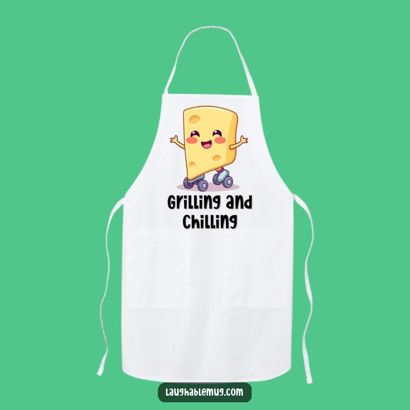 Funny Cheese Skater Apron: Grinning Cheese Protection, Hilarious Kitchen Gift for Foodies