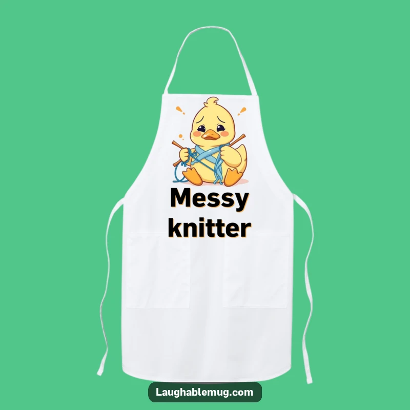 Funny Knitter's Apron: Confused Duck's Yarn Mishap, Messy Fun Funny Gift