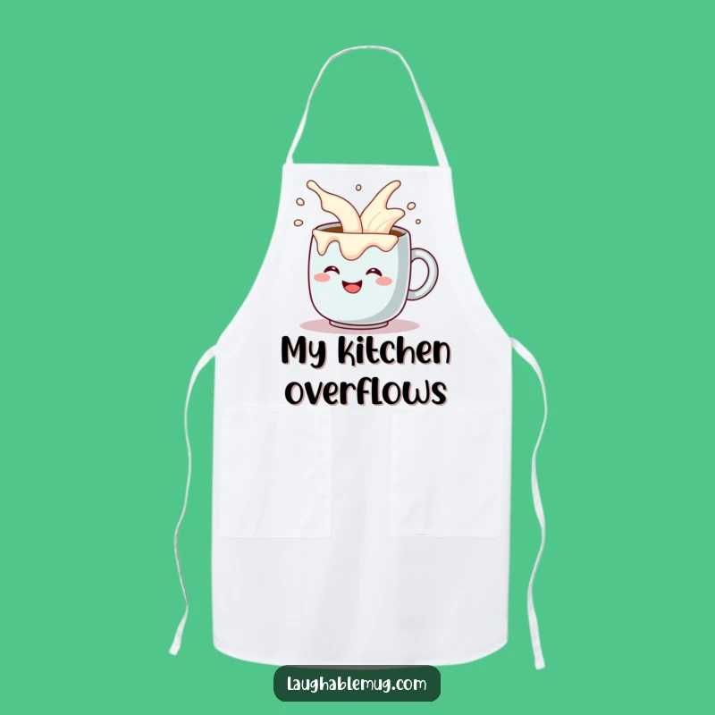 Funny Coffee Mug Apron - Comical Cream Overflow Chef's Wear - Kitchen Funny Gift!