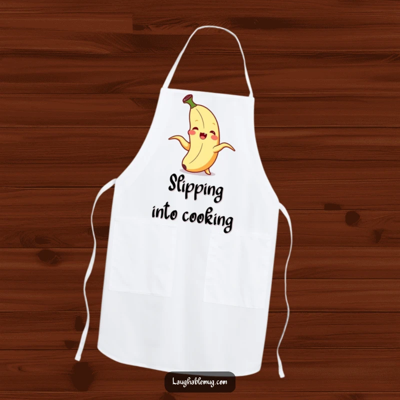 Funny Apron: A banana giggles hysterically as it peels itself, ready for kitchen adventures with delight.