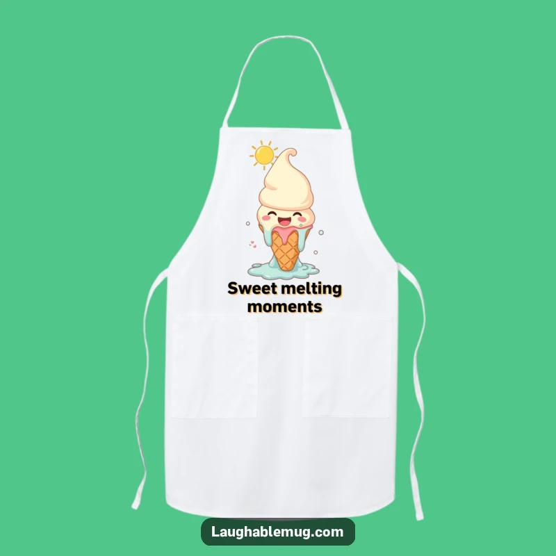 Funny Melting Ice Cream Apron: Joyful Dessert Character, Summer Kitchen Gift