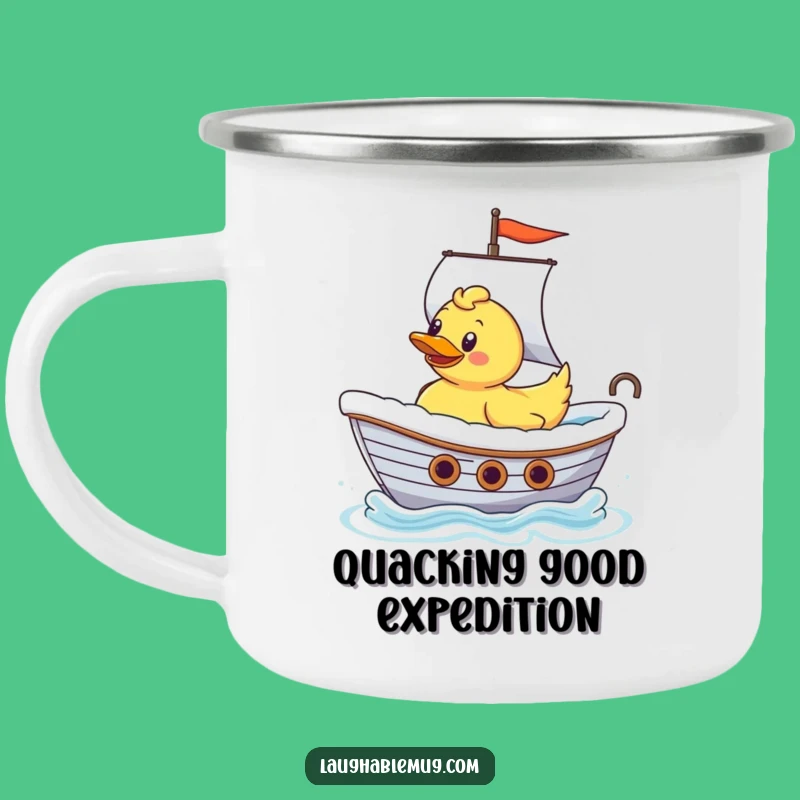 Adventure-Ready Funny Rubber Ducky Camping Mug: Bathtub Sailor, Humorous Gift for Campers