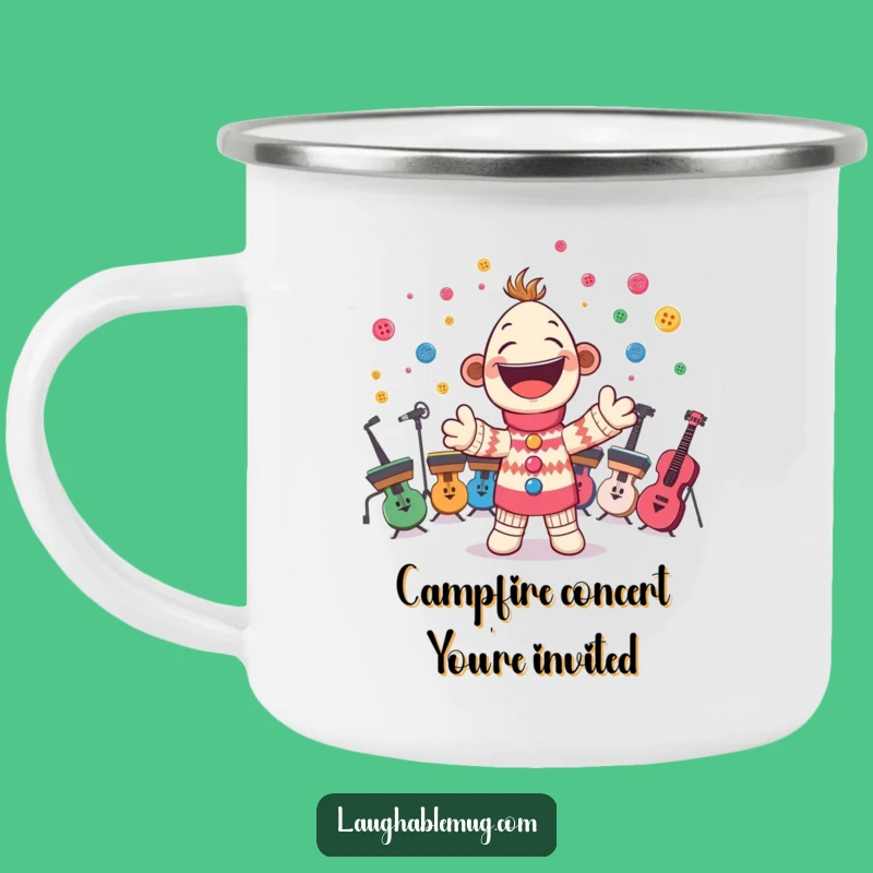 Funny Sock Puppet Orchestra Camping Mug: Campfire Concerts