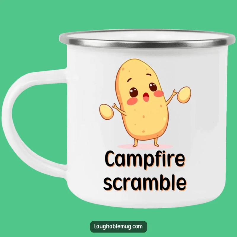 Funny Juggler Camping Mug: Potato Juggling Eggs, Hilarious Camp Kitchen Gag Gift