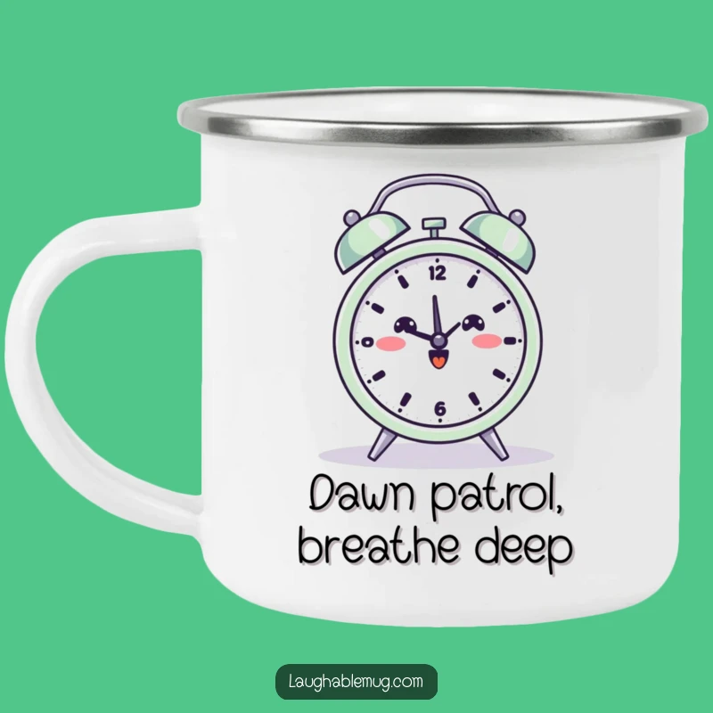 Funny Yoga Alarm Clock Camping Mug: Enjoy Your Brew with Morning Zen!