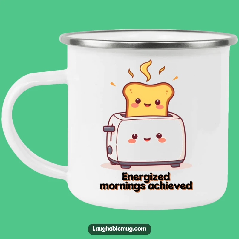 Funny Toast Pop Camping Mug: Cheerful Outdoor Character, Fast Morning Brew Gift