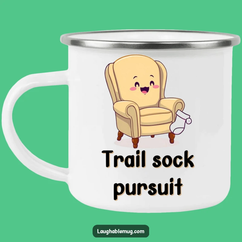 Funny Armchair Sock Chase Camping Mug - Durable Furniture Humor Cup, Hilarious Funny Gift
