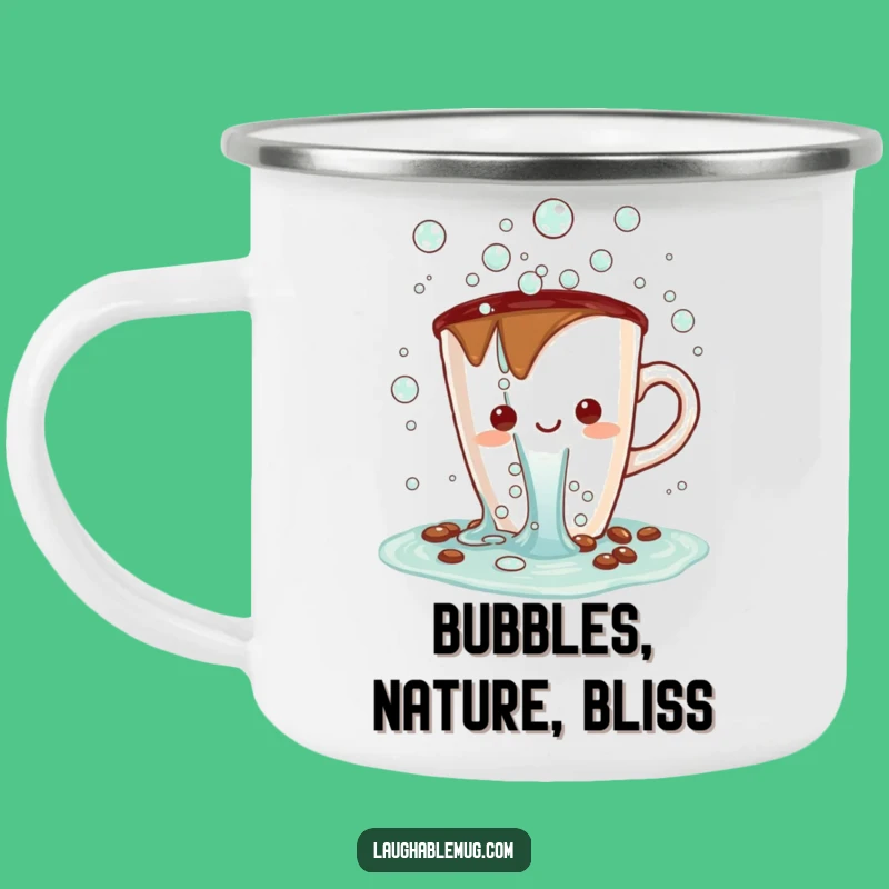 Funny Kawaii Bubble Spill Camping Mug: Bubbly Adventure Funny Gift