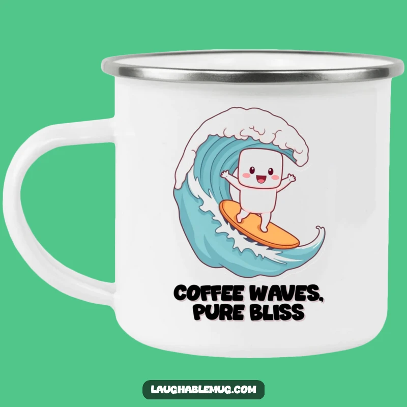 Funny Marshmallow Surfer Camping Mug - Rugged Coffee Wave Cup, Hilarious Outdoorsy Funny Gift