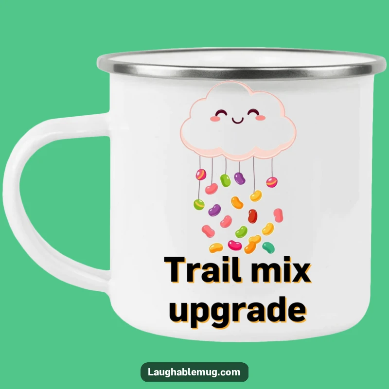 Funny Cloud Jelly Bean Camping Mug: Sweet Sips & Happy Trails!