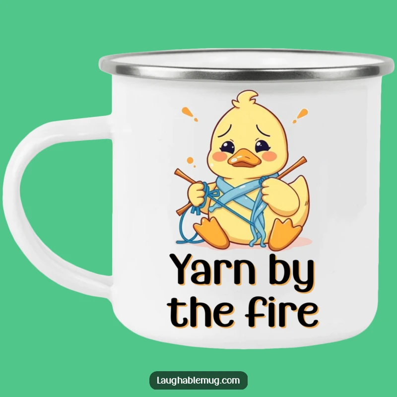 Funny Camp Mug: Confused Duck's Knitting Fail, Outdoor Crafty Funny Gift