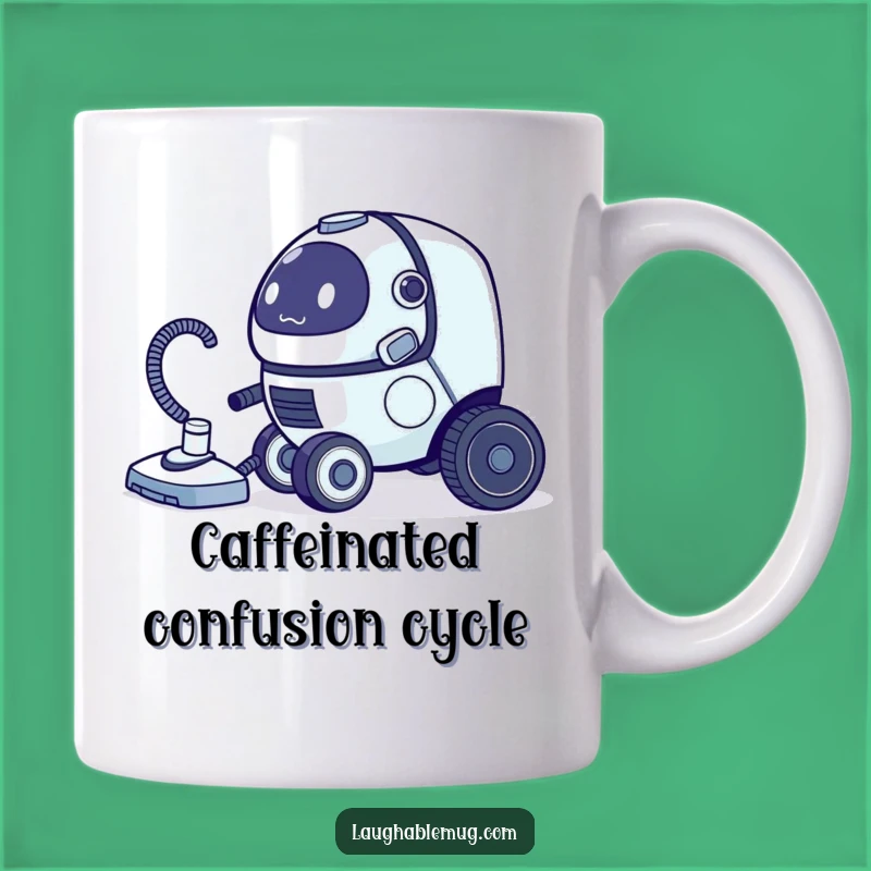 Funny Robot Vacuum Tail Chase Mug: A Hilarious Gift for Tech Lovers