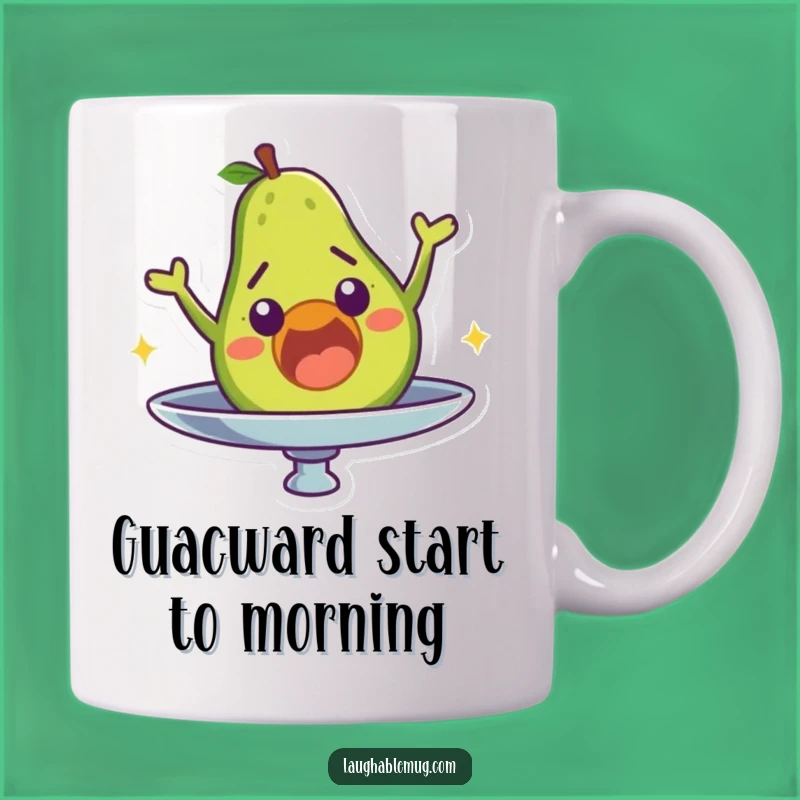 Funny Avocado Mug: Surprised Guacamole Falling Off Plate, Hilarious Gift for Foodie Fans