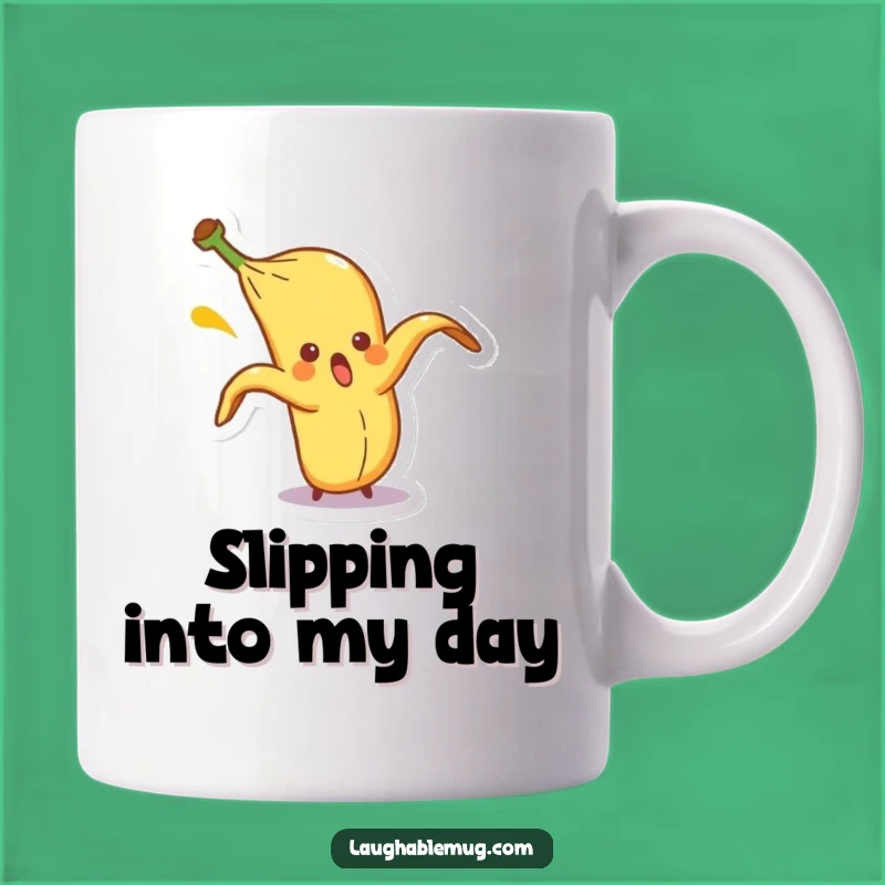 Funny Banana Peel Mug: Surprised Character Gift, Comical Slip Humor Cup