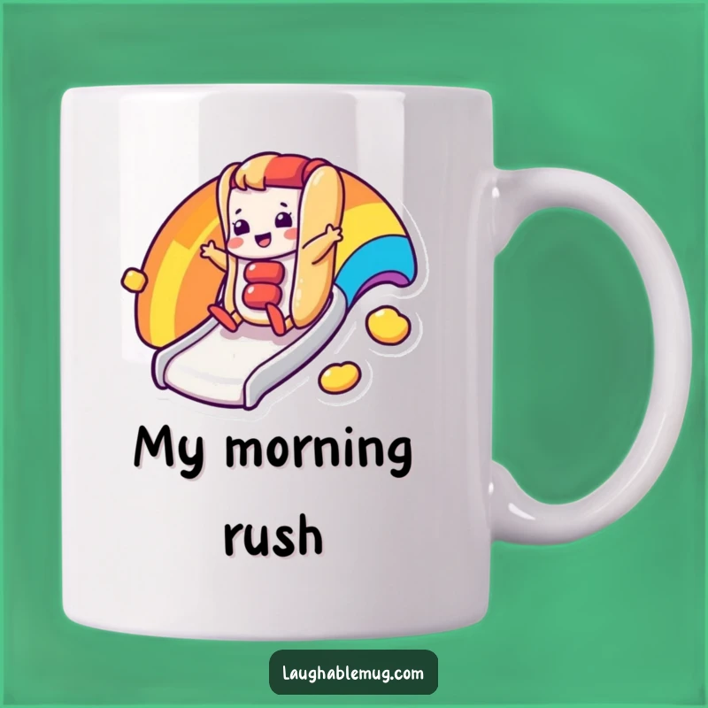Funny Hot Dog Rainbow Mug: Sliding Fun, Perfect Joyful Gift