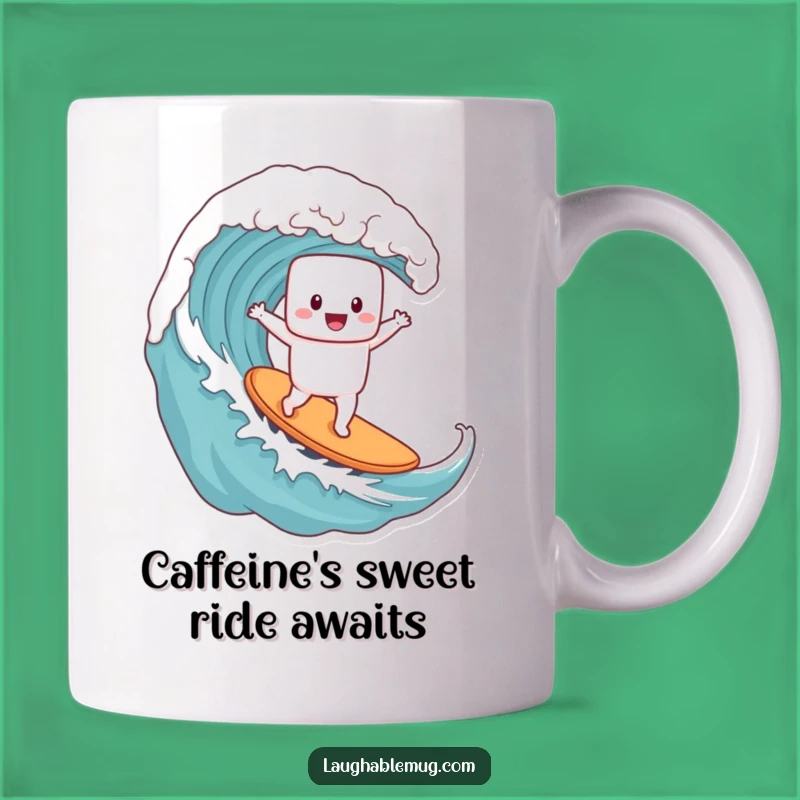 Funny Marshmallow Surfer Coffee Mug - Hilarious Beach Wave Gift for Coffee Lovers