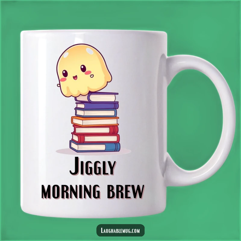 Funny Wobbly Jelly Mug: Precarious Book Balance, Hilarious Desk Friend Gift