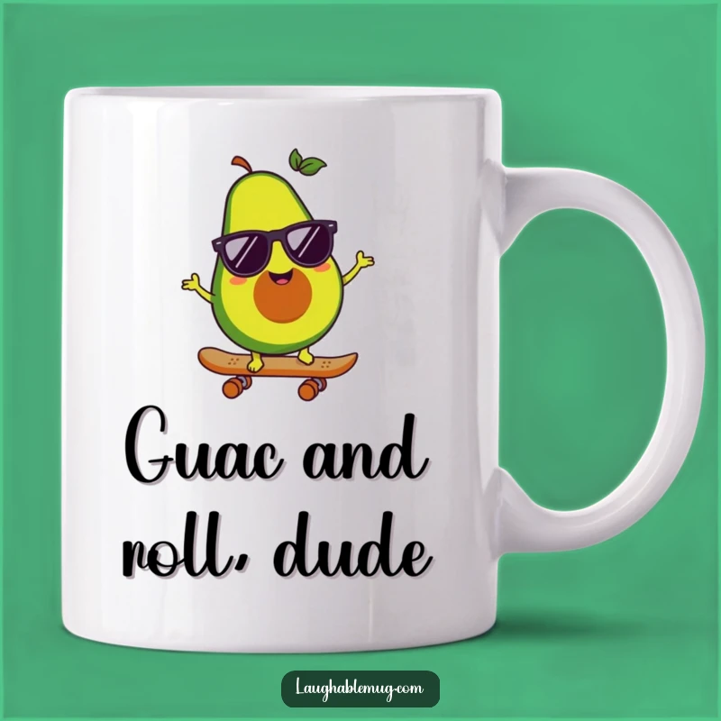 Funny Avocado Skater Mug: Happy Character Gift, Cool & Quirky Coffee Cup