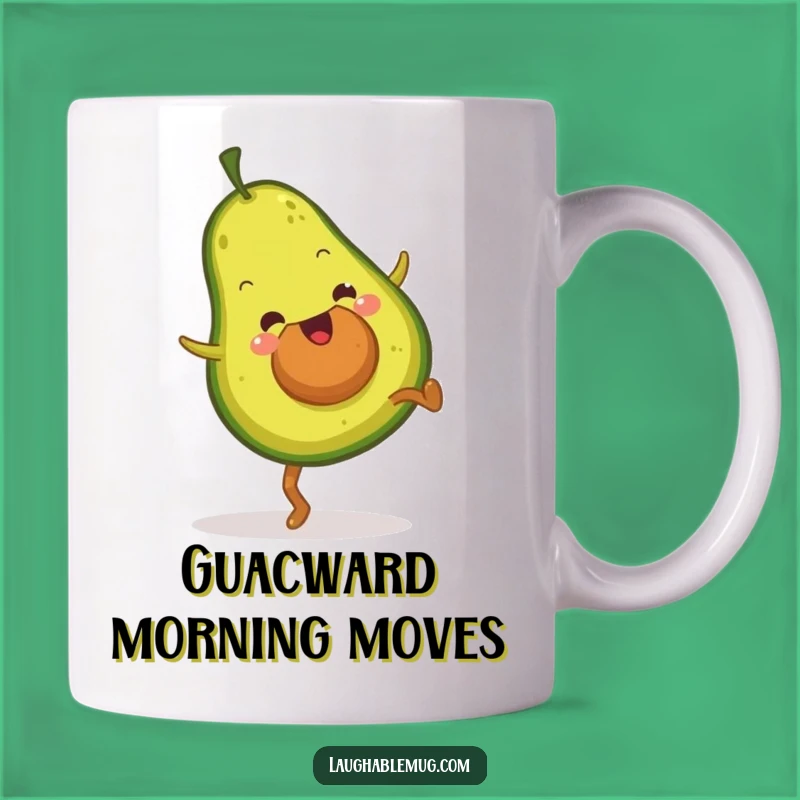 Funny Avocado Cartwheel Mug: Enthusiastic Fruit Fun for Your Morning Coffee Gift