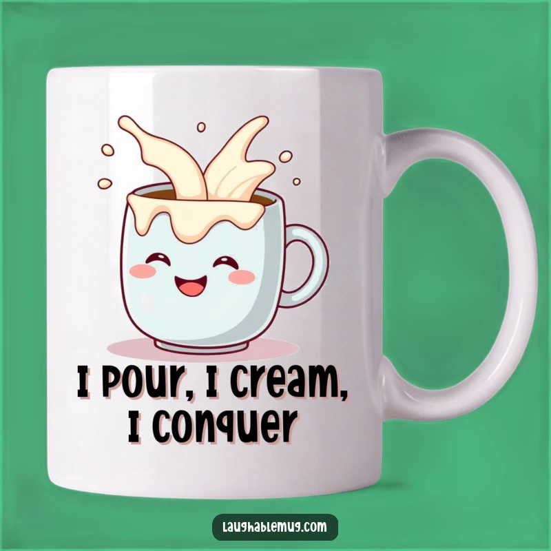 Funny Coffee Mug Pouring Cream Overflow - Hilarious Design for Coffee Lovers - Perfect Funny Gift!
