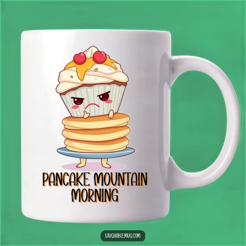 Funny Grumpy Cupcake Pancake Mug: Wobbly Morning Struggle for a Coffee Gift