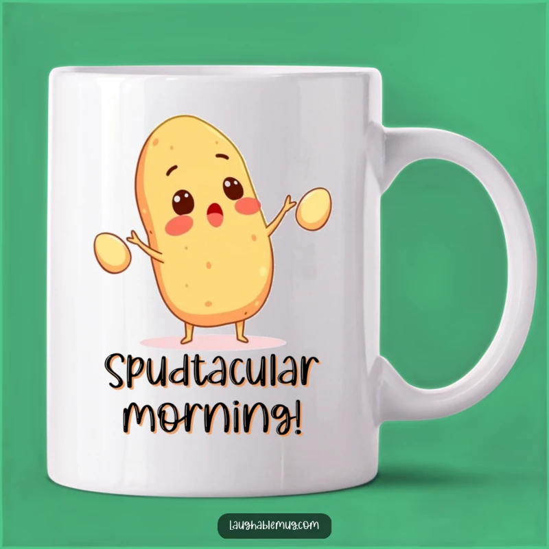 Funny Juggler Mug: Surprised Potato Juggling Eggs, Hilarious Kitchen Gag Gift