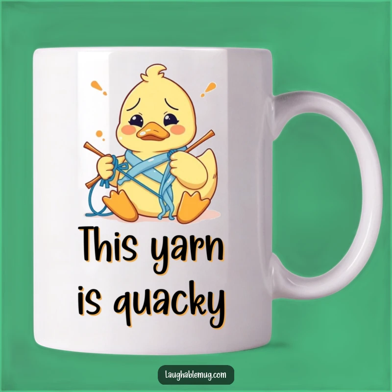 Funny Knitting Duck Mug: Confused Rubber Duck's Craft Fail, Hilarious Funny Gift