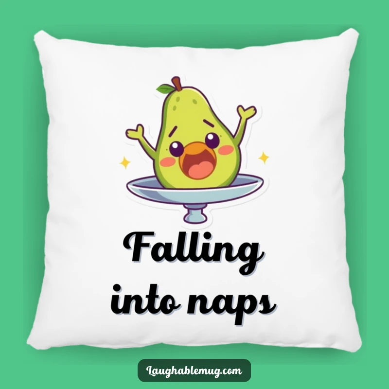 Funny Avocado Pillow: Surprised Character Falling, Humorous Decor Accent & Gift