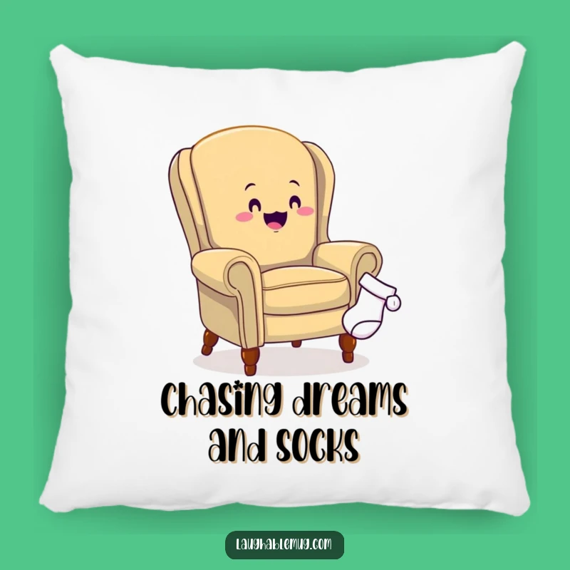 Funny Armchair Sock Chase Pillow - Cozy Furniture Humor, Perfect Funny Gift Accent
