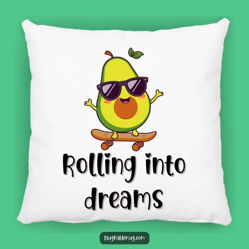 Funny Avocado Skater Pillow: Cozy Character Comfort, Cool & Quirky Gift
