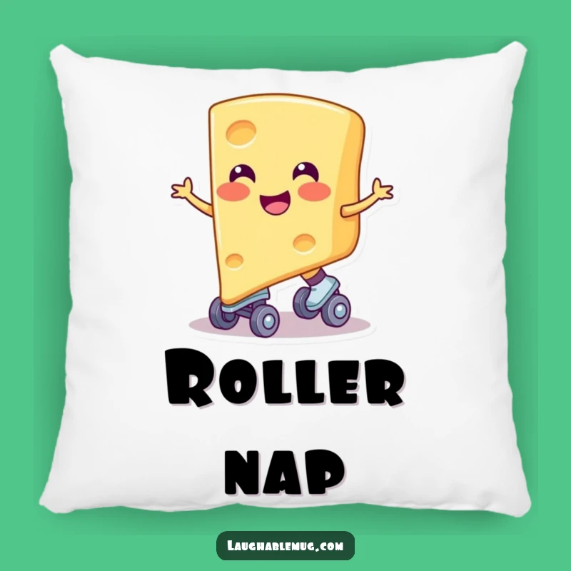 Funny Cheese Skater Pillow: Smiling Cheese Accent, Hilarious Dairy Comfort Gift