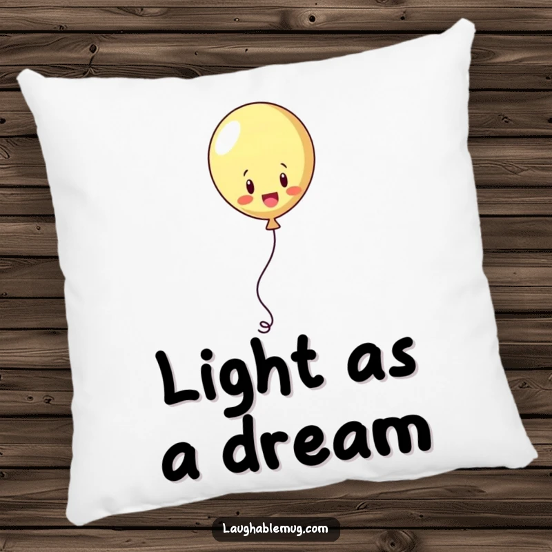 Funny pillow with a playful balloon juggling its string, offering humorous comfort and whimsical decor.
