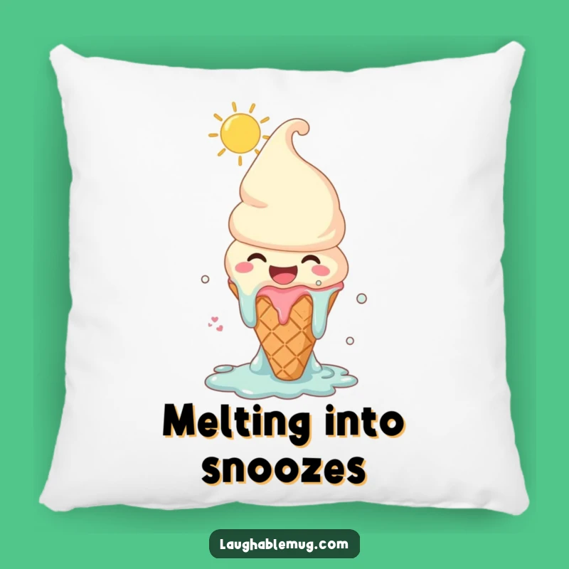 Funny Melting Ice Cream Pillow: Cozy Character Comfort, Summer Laugh Gift