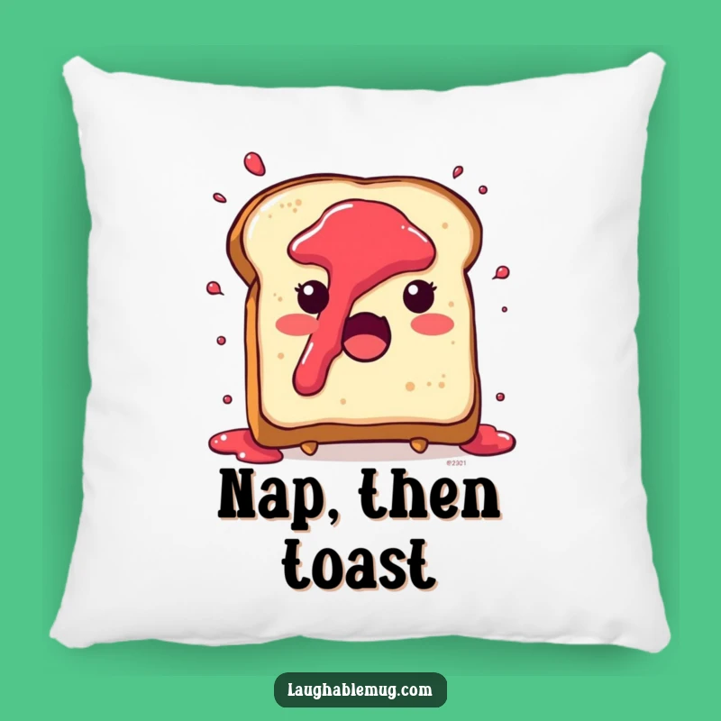 Funny Toast Pillow: Jam Splatter Surprise Character, Humorous Decor Accent & Gift