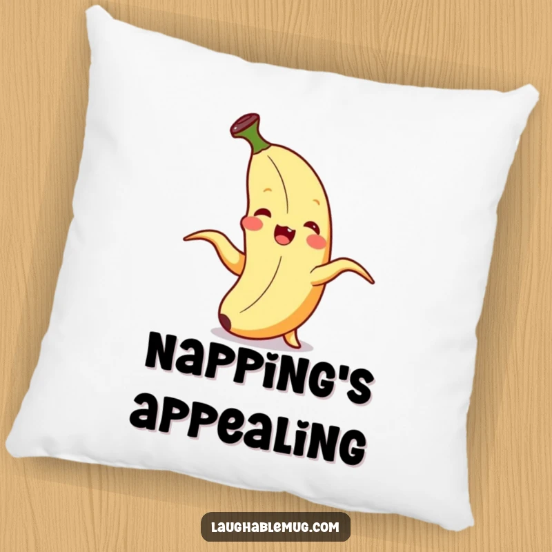 Funny Pillow: A giggling banana peels itself in delighted abandon, offering soft comfort and pure humor.