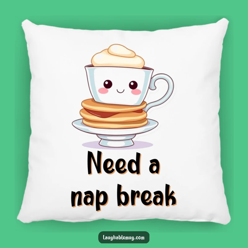 Funny Teacup Pancake Pillow: Cheerful Character Cushion for Cozy Breakfast Vibes, Gift