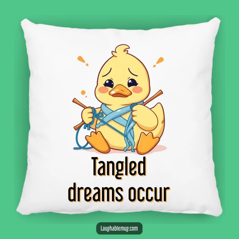 Comfy Funny Pillow: Confused Duck's Knitting Cozy, Hilarious Funny Gift