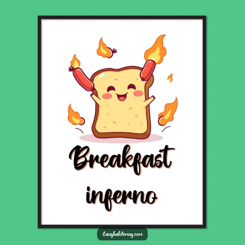Funny Toast Sausage Juggler Digital Print: Hilarious Breakfast Decor!