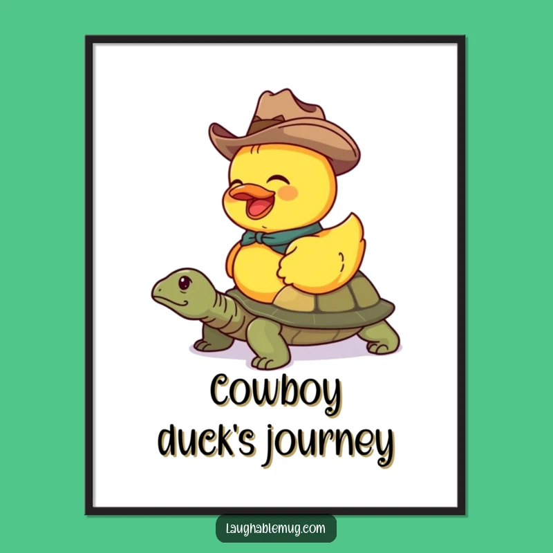 Funny Duck Cowboy Turtle Digital Art: Decorate with Whimsy and a Perfect Funny Gift