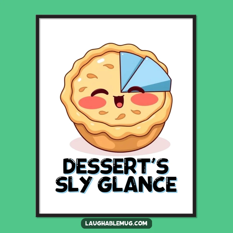 Funny Apple Pie Wink Digital Art - Dessert Humor Print, Perfect Funny Gift Decor