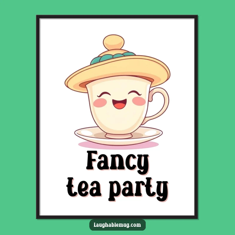 Funny Teacup Hat Digital Art - Laughing Whimsy - Instant Funny Gift!